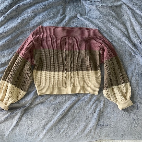 Henri Girl Color Block Off Shoulder Sweater - Picture 2 of 4